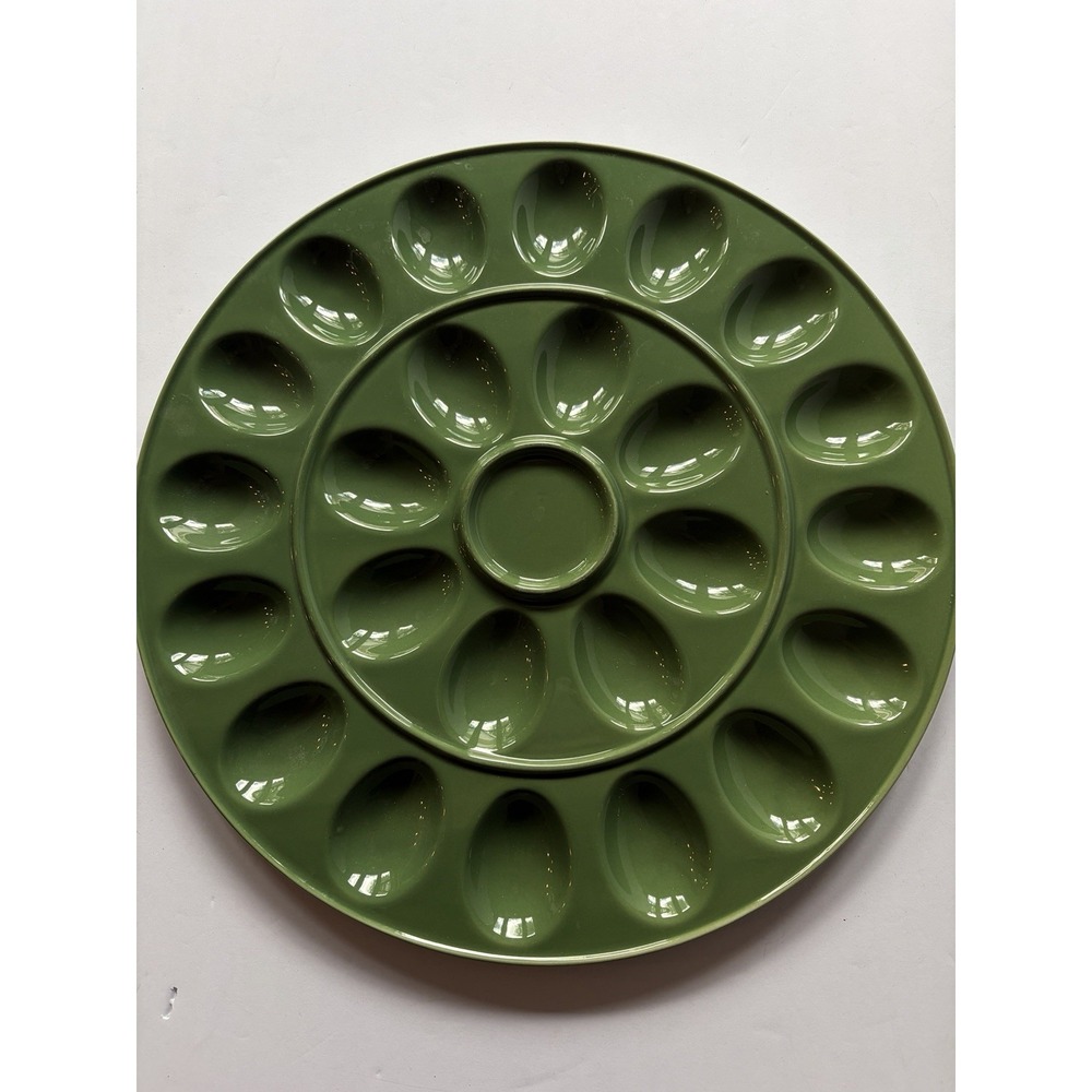 Ciroa Simple Serve Stoneware Deviled Egg Plate 24 Slot Green 12" Australia
